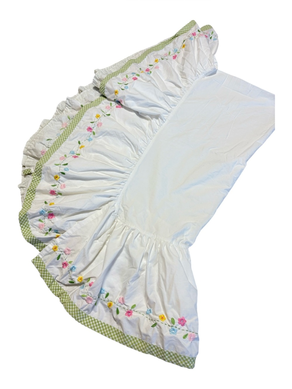 Pottery Barn Kids Daisy Garden Embroidered Crib Bed Skirt 28x52